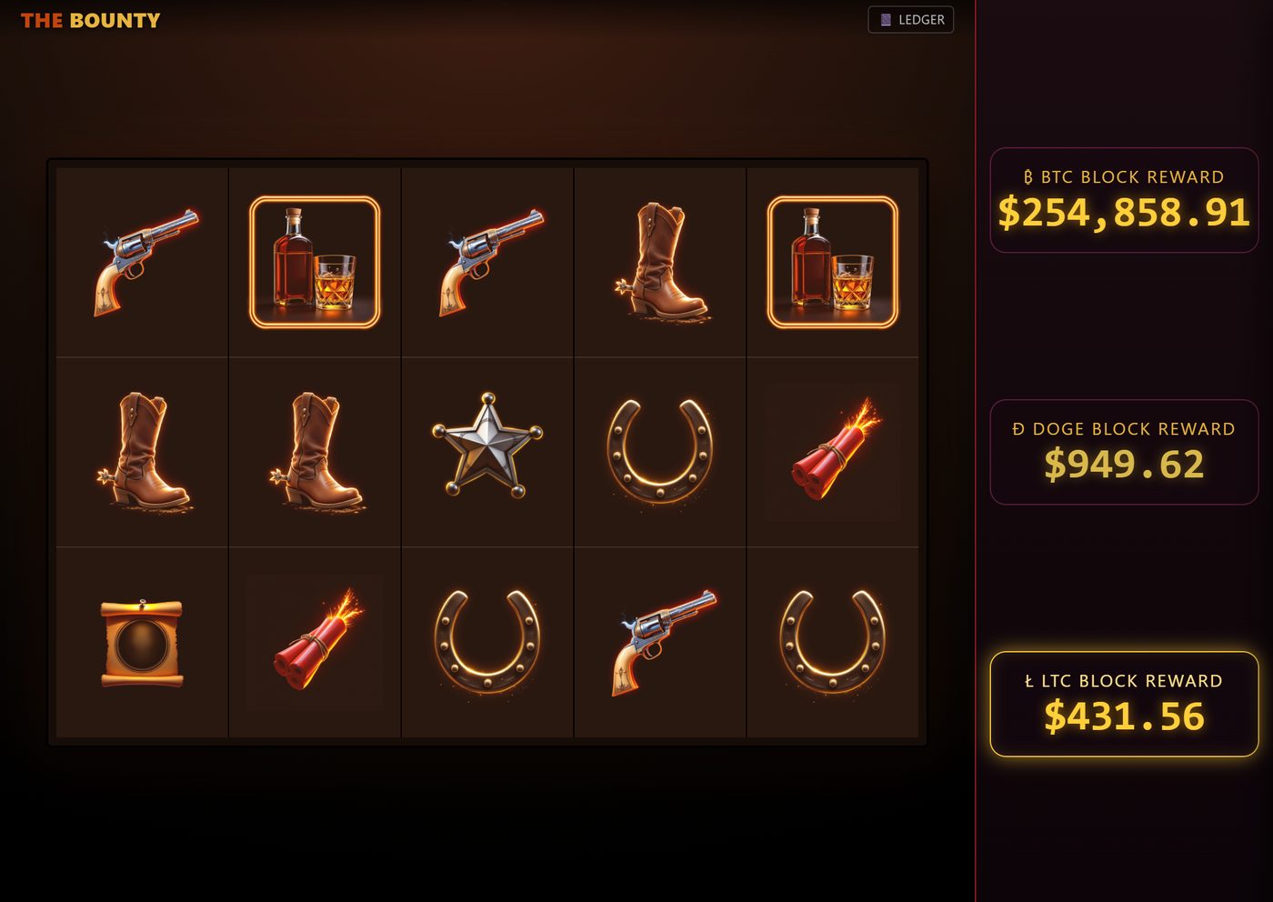 The Bounty slot channel with live block rewards